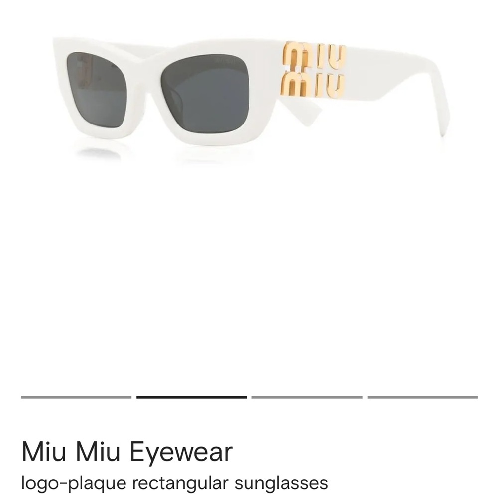 Miu Miu White and Gold Geometric Sunglasses
